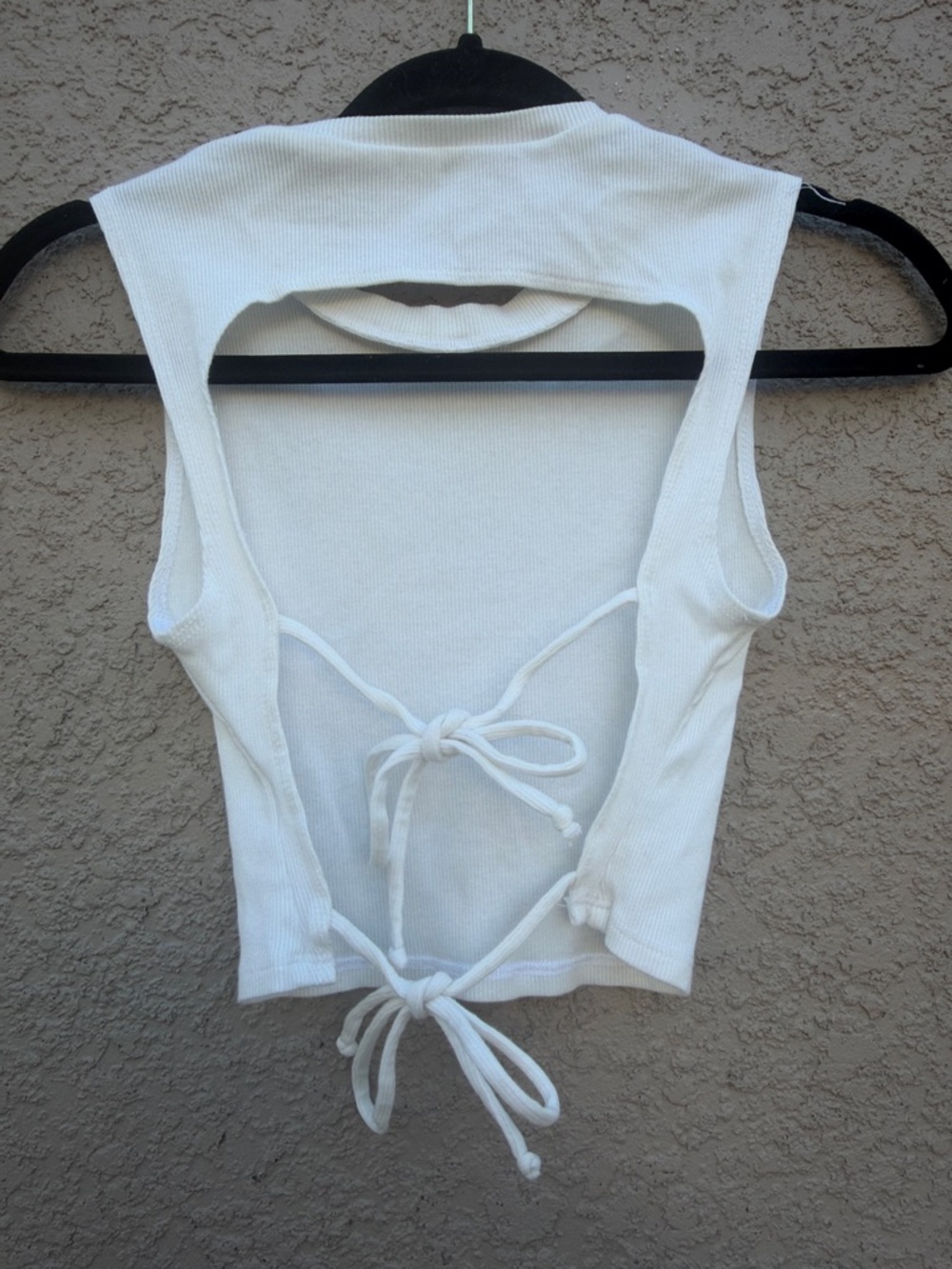 Reformation Cream Ribbed Drawstring Tank top - Picture 3 of 8